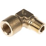 0144 13 13, Brass Pipe Fitting, 90° Threaded Elbow, Male R 1/4in to Female G 1/4in