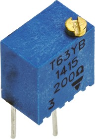 Фото 1/4 T63YB201KT20, 200Ω, Through Hole Trimmer Potentiometer 0.25W Top Adjust , T63