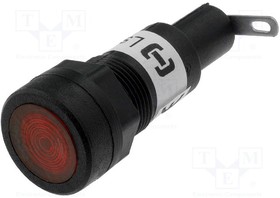 LS-1-A/R, Индикат.лампа: с неоновой лампой, красный, 230ВAC, Отв: d12,5мм