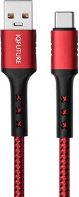 Кабель для зарядки USB - Type-C 1.2м 5A черно-красный IQFuture IQ-UC5A