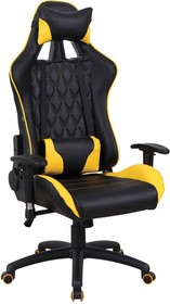 Фото 1/10 Кресло компьютерное BRABIX "GT Master GM-110", две подушки, экокожа, черное/желтое, 531927