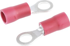 FVWS1.25-M4(LF), FV Insulated Ring Terminal, M4 (#8) Stud Size, 0.25mm² to 1.65mm² Wire Size, Red
