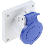 422.1663, IP44 Blue Panel Mount 2P + E Industrial Power Socket, Rated At 16A, 230 V
