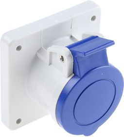 Фото 1/4 422.1663, IP44 Blue Panel Mount 2P + E Industrial Power Socket, Rated At 16A, 230 V