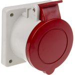 422.1667, IP44 Red Panel Mount 3P + N + E Industrial Power Socket, Rated At 16A ...