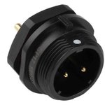 Circular Connector, 3 Contacts, Bulkhead Mount, Plug, Male, IP68