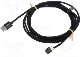 CU0195, Cable; angular,USB 2.0; USB A plug,USB C plug; 3m; black; 480Mbps