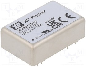 JCJ0812D12, Isolated DC/DC Converters - Through Hole DC-DC, 8WATT, DUAL OUTPUT