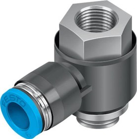 QSTF-G1/8-8, Tee Threaded Adaptor, G 1/8 Female to Push In 8 mm, Threaded-to-Tube Connection Style, 186202