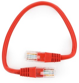 Фото 1/4 Патч-корд UTP Cablexpert кат.5e, 0.25м, литой, многожильный (красный)