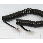 Шнур штекер 4P4C-штекер 4P4C, 4,3м, черный, витой телефонный