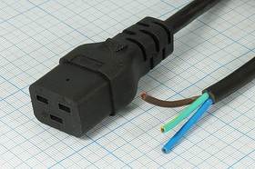 Шнур питания гнездо IEC C19-кабель 3L, 1,8м/3x1,5, 16/250, черный