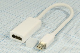 Шнур штекер miniDisplayPort-гнездо HDMI\0,15м\Ni/пл; №3098 шнур штек miniDisplayPort-гн HDMI\0,15м\Ni/пл\