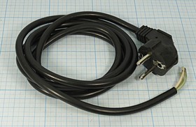 Шнур питания штекер CEE7/7 угл-кабель 3L, 2,3м/3x1,5, черный