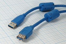 Шнур штекер USB A-гнездо USB A/USB3.0, 1,5м, фил, Ni APH-471