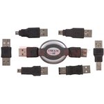 Шнур штекер USB A-гнездо USB A, 0,8м, набор 6 переходников, ZC-168