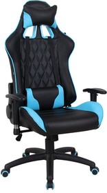 Фото 1/10 Кресло компьютерное BRABIX "GT Master GM-110", две подушки, экокожа, черное/голубое, 531928
