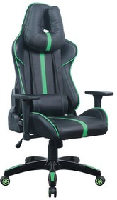 Фото 1/10 Кресло компьютерное BRABIX "GT Carbon GM-120", две подушки, экокожа, черное/зеленое, 531929