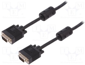 AK-310103-030-S, Cable; D-Sub 15pin HD plug,both sides; black; 3m; Core: Cu; 28AWG