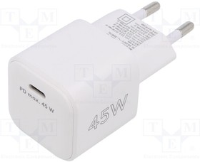 65332, Power supply: switched-mode; plug; 5VDC,; 45W; Plug: EU; Out: USB C