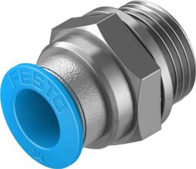 QS-G3/8-10-50, Straight Threaded Adaptor, G 3/8 Male to Push In 10 mm, Threaded-to-Tube Connection Style, 132044