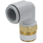 KQ2L08-G01N, KQ2 Series Elbow Threaded Adaptor, R 1/8 Male to Push In 8 mm ...