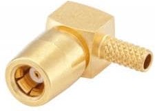 Cable socket SMB, angled, SMB, Brass, Socket, Right Angle, 50Ohm, Solder Terminal, Crimp Terminal