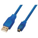 Шнур штекер USB A-штекер miniUSB A 4PA, 2,0м, Au/пластик, синий, LUXM