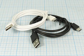 Шнур штекер USB A-штекер USB C\1,0м\Ni/пл\бел; №3234 W шнур штек USB A-штек USB C\1,0м\Ni/пл\бел\
