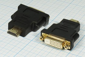 Фото 1/2 Шнур штекер HDMI-гнездо DVI\0,06м\Au/пл\чер; №14670 шнур штек HDMI-гн DVI\0,06м\\Au/пл\чер\