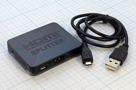 Фото 1/4 Шнур штекер HDMI-гнездо HDMIx2, 0,05м, черный, 17-6951, с усилителем