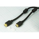 Шнур штекер HDMI-штекер HDMI, 5м, Au/пластик, черный, фильтр, 5-811-5.0
