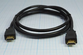 Шнур штекер HDMI-штекер HDMI\1,5м\Au/пл\чер\UNi HDMI; №8453 шнур штек HDMI-штек HDMI\1,5м\Au/пл\чер\\UNi HDMI