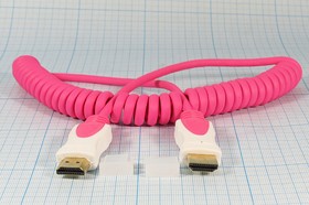 Шнур штекер HDMI-штекер HDMI, 2,0м, Au/пластик, розовый, витой, 17-7026