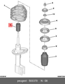 503370, Отбойник амортизатора передн CITROEN: BERLINGO 08-, BERLINGO фургон 08-, C3 02-, C3 Pluriel 03-, C4