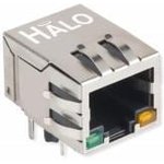 HFJ11-1G01E-L11RL, Modular Connectors / Ethernet Connectors GIGABIT 1x1 Tab Down RJ45 w/mag G/G LED