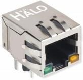 HFJ11-1G11E-L12RL, Modular Connectors / Ethernet Connectors GIGABIT 1x1 Tab Down RJ45 w/mag G/Y LED