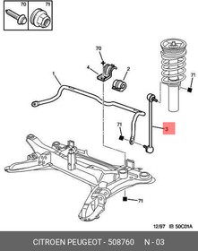 508760, Тяга стабилизатора передн CITROEN: C5 1.8 16V/2.0 16V/2.0 16V HPi/2.0 HDi/2.0 HDi/2.2 HDi/3.0 V6 01-04, C5 1.8 16V/1.8 16V/2.0 16V/2