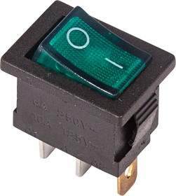 Фото 1/5 36-2153, Выключатель клавишный 250V 6А (3с) ON-OFF зеленый с подсветкой Mini (RWB-206, SC-768)