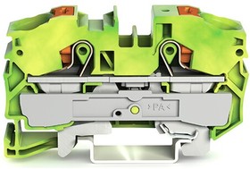 Фото 1/3 2216-1207, TOPJOB S, 2216 Series Green/Yellow Earth Terminal Block, 16mm², Single-Level, Push-In Cage Clamp Termination