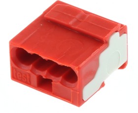 Фото 1/5 243-804, 243 MICRO PUSH WIRE Series Junction Box Connector, 4-Way, 6A, 22 → 20 AWG Wire, Push In Termination