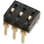 A6D3100BYOMZ, Switch DIP OFF ON SPST 3 Flush Slide 0.03A 30VDC PC Pins ...