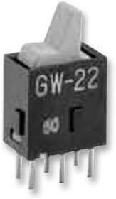 GW22LHP, Клавишный переключатель, Вкл.-Никакой-Вкл., DPDT, Без Подсветки, Сквозное Отверстие, Серый
