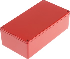 Фото 1/4 Red Die Cast Aluminium Enclosure, IP54, Red Lid, 112 x 62 x 30.5mm