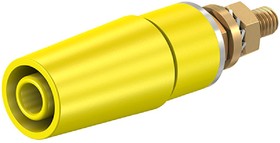 Фото 1/2 23.3050-24, Yellow Female Banana Socket, 4 mm Connector, Bolt Termination, 32A, 600V, Gold Plating
