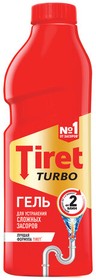 Фото 1/2 Средство для прочистки канализационных труб 1 л, TIRET (Тирет) "Turbo", гель, 8147377