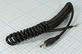 Разъем питания DC вилка, D3.5 d1.4 L11, 2L, L 1.5м витой шнур, на кабель