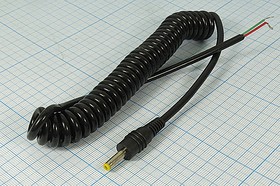 Разъем питания DC вилка, D4.0 d1.7 L12, 2L, L 1.5м, на кабель, витой шнур