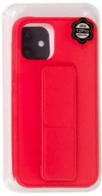 (iPhone 12) чехол подставка с магнитом для Apple iPhone 12, 12 Pro матовый силикон, красный