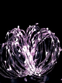 Фото 1/5 Гирлянда светодиодная "Розовые нити" 10м 100LED в виде капель 220В с трансформатором КОСМОС KOCNL-EL150_pink
